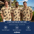 Friends in matching Men's Spellbound Spires Custom Face Hawaiian Shirt — a group gift photo
