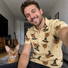 Selfie with the pet whose face is printed all over this Men's Spellbound Spires Custom Cat Face Polo Shirt