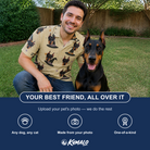 Friends in matching Men's Spellbound Spires Custom Dog Face Polo Shirt — a group gift photo