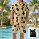 Man wearing Men's Spellbound Spires Custom Cat Face Shirt & Shorts Set — custom faces printed all-over