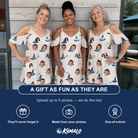 Friends in matching Women's Witchy Whirl Custom Face Off-Shoulder Dress — a group gift photo