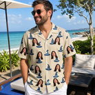Real-life photo of someone wearing Men's Witchy Whirl Custom Face Hawaiian Shirt — custom faces printed all-over