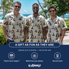 Friends in matching Men's Witchy Whirl Custom Face Hawaiian Shirt — a group gift photo