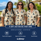 Friends in matching Women's Witchy Whirl Custom Face Hawaiian Shirt — a group gift photo
