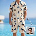 Man wearing Men's Witchy Whirl Custom Face Shirt & Shorts Set — custom faces printed all-over