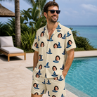 Real-life photo of someone wearing Men's Witchy Whirl Custom Face Shirt & Shorts Set — custom faces printed all-over