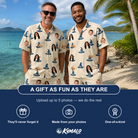 Friends in matching Men's Witchy Whirl Custom Face Shirt & Shorts Set — a group gift photo