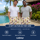 Friends in matching Men's Hexed Headwear Custom Face Beach Shorts — a group gift photo