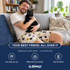 Friends in matching Men's Hexed Headwear Custom Cat Face Beach Shorts — a group gift photo