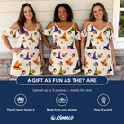 Friends in matching Women's Hexed Headwear Custom Face Off-Shoulder Dress — a group gift photo