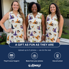 Friends in matching Women's Hexed Headwear Custom Face V-Neck Dress — a group gift photo