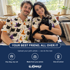 Friends in matching Women's Hexed Headwear Custom Cat Face Hawaiian Shirt — a group gift photo