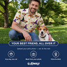 Friends in matching Men's Hexed Headwear Custom Dog Face Polo Shirt — a group gift photo