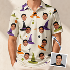 Man wearing Men's Hexed Headwear Custom Face Polo Shirt — custom faces printed all-over