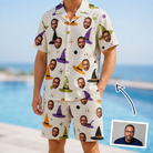 Man wearing Men's Hexed Headwear Custom Face Shirt & Shorts Set — custom faces printed all-over