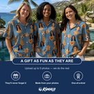 Friends in matching Women's Cinnamon Capers Custom Face Hawaiian Shirt — a group gift photo