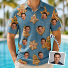 Man wearing Men's Cinnamon Capers Custom Face Polo Shirt — custom faces printed all-over