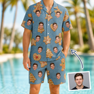 Man wearing Men's Cinnamon Capers Custom Face Shirt & Shorts Set — custom faces printed all-over
