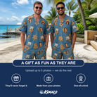 Friends in matching Men's Cinnamon Capers Custom Face Shirt & Shorts Set — a group gift photo