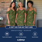 Friends in matching Women's Parcel Pizzazz Custom Face Off-Shoulder Dress — a group gift photo
