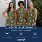 Friends in matching Women's Parcel Pizzazz Custom Face V-Neck Dress — a group gift photo