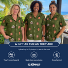 Friends in matching Women's Parcel Pizzazz Custom Face Hawaiian Shirt — a group gift photo
