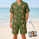 Man wearing Men's Parcel Pizzazz Custom Face Shirt & Shorts Set — custom faces printed all-over