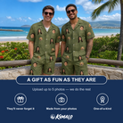 Friends in matching Men's Parcel Pizzazz Custom Face Shirt & Shorts Set — a group gift photo