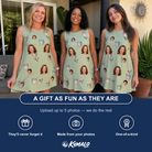 Friends in matching Women's Marshmallow Mugs Custom Face Tank Dress — a group gift photo
