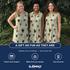 Friends in matching Women's Marshmallow Mugs Custom Face V-Neck Dress — a group gift photo