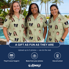 Friends in matching Women's Marshmallow Mugs Custom Face Hawaiian Shirt — a group gift photo