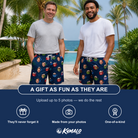 Friends in matching Men's Cocoa Cozy Custom Face Beach Shorts — a group gift photo