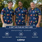 Friends in matching Men's Cocoa Cozy Custom Face Polo Shirt — a group gift photo