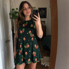 Real-life photo of someone wearing Women's Festive Foliage Custom Face Tank Dress — custom faces printed all-over