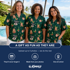 Friends in matching Women's Festive Foliage Custom Face Hawaiian Shirt — a group gift photo