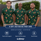 Friends in matching Men's Festive Foliage Custom Face Polo Shirt — a group gift photo