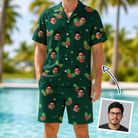 Man wearing Men's Festive Foliage Custom Face Shirt & Shorts Set — custom faces printed all-over