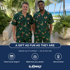 Friends in matching Men's Festive Foliage Custom Face Shirt & Shorts Set — a group gift photo