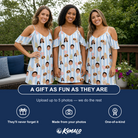 Friends in matching Women's Spice Sprites Custom Face Off-Shoulder Dress — a group gift photo
