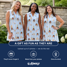 Friends in matching Women's Spice Sprites Custom Face V-Neck Dress — a group gift photo