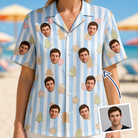 Woman wearing Women's Spice Sprites Custom Face Hawaiian Shirt — custom faces printed all-over