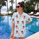 Real-life photo of someone wearing Women's Spice Sprites Custom Face Hawaiian Shirt — custom faces printed all-over