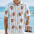 Man wearing Men's Spice Sprites Custom Face Polo Shirt — custom faces printed all-over