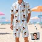 Man wearing Men's Spice Sprites Custom Face Shirt & Shorts Set — custom faces printed all-over