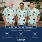 Friends in matching Men's Flake Frenzy Custom Face Polo Shirt — a group gift photo