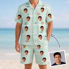 Man wearing Men's Flake Frenzy Custom Face Shirt & Shorts Set — custom faces printed all-over