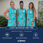 Friends in matching Women's Sugar Stripes Custom Face V-Neck Dress — a group gift photo