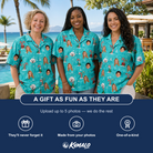 Friends in matching Women's Sugar Stripes Custom Face Hawaiian Shirt — a group gift photo