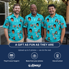 Friends in matching Men's Sugar Stripes Custom Face Polo Shirt — a group gift photo