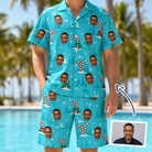 Man wearing Men's Sugar Stripes Custom Face Shirt & Shorts Set — custom faces printed all-over